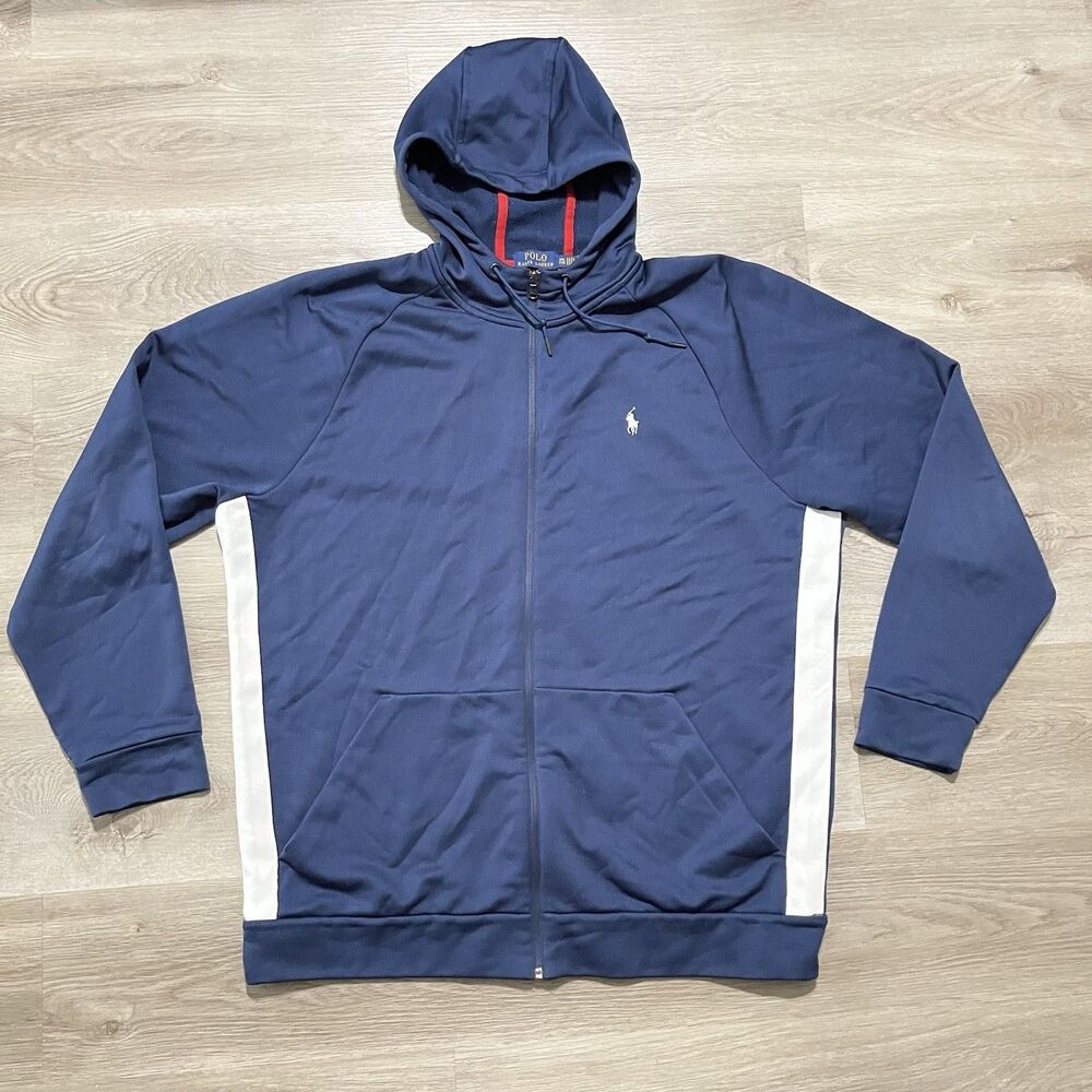 Polo Ralph Lauren Performance Blue Long Sleeve Sweatshirt Hoodie Mens Size XXL